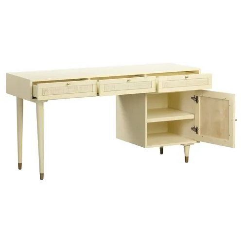 Wyatt Rattan Cane Desk - Cream - Handcrafted