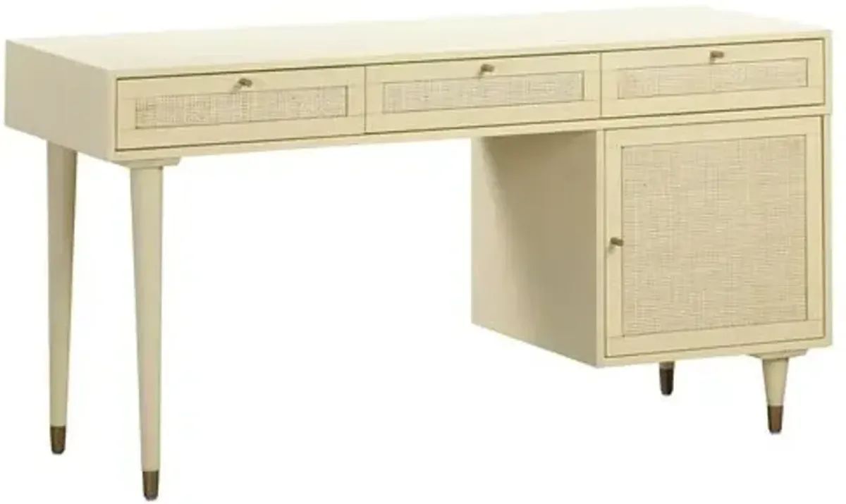 Wyatt Rattan Cane Desk - Cream - Handcrafted