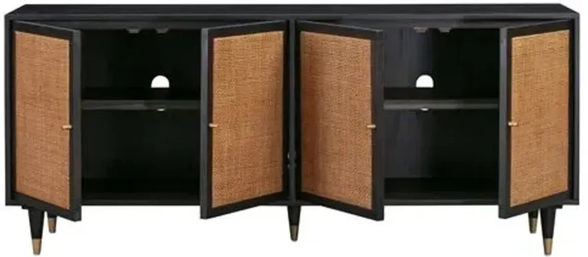 Wyatt Rattan Cane Sideboard - Black/Brown - Handcrafted