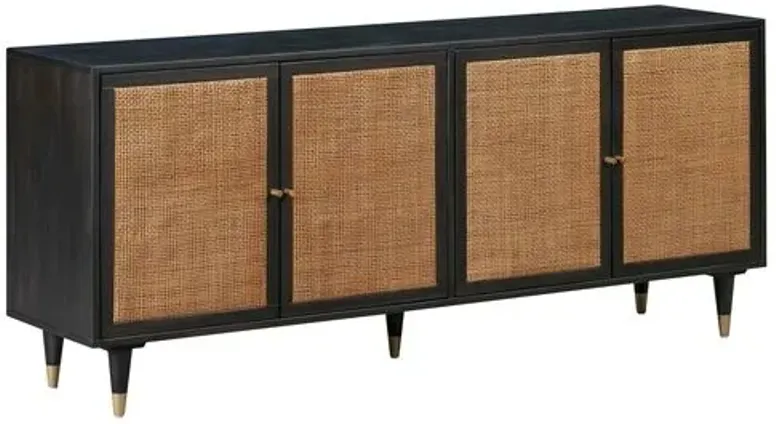 Wyatt Rattan Cane Sideboard - Black/Brown - Handcrafted