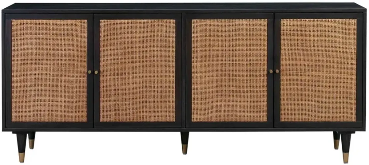 Wyatt Rattan Cane Sideboard, Black/Brown