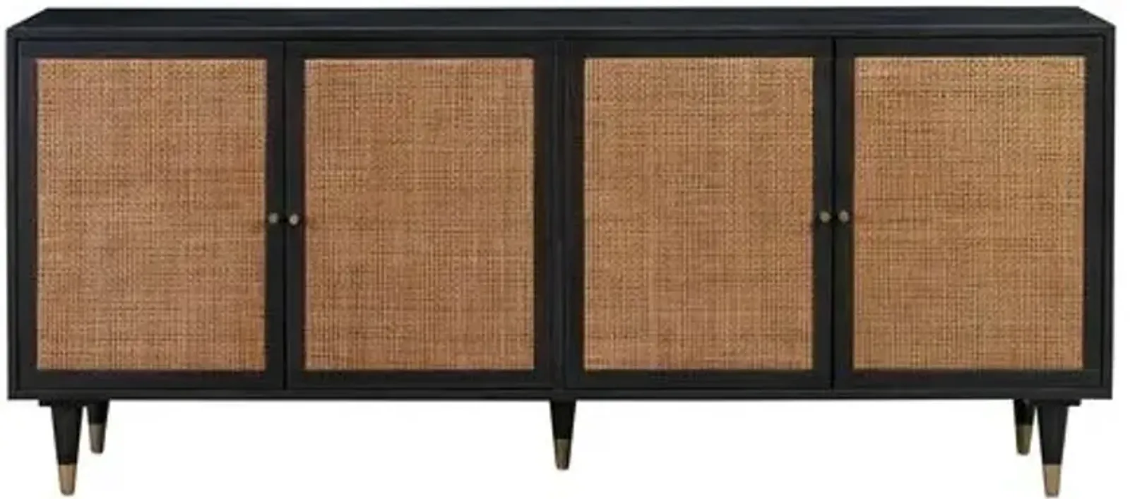 Wyatt Rattan Cane Sideboard - Black/Brown - Handcrafted