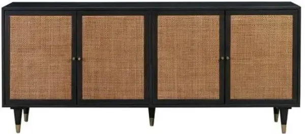 Wyatt Rattan Cane Sideboard - Black/Brown - Handcrafted