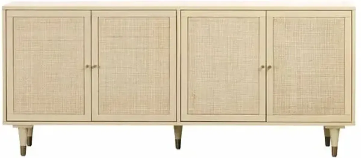 Wyatt Rattan Cane Sideboard - Cream - Handcrafted - Beige