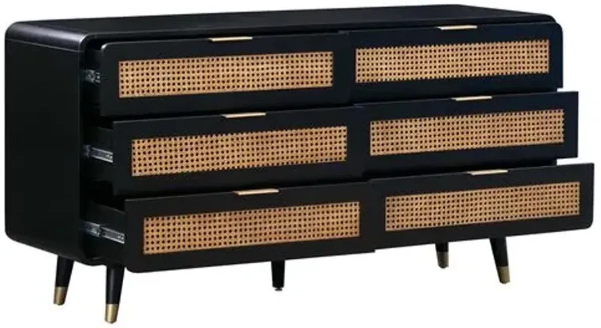 Elle Cane Dresser - Black/Brown - Handcrafted