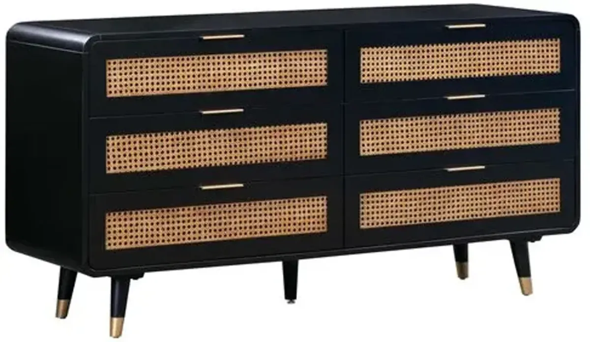 Elle Cane Dresser - Black/Brown - Handcrafted