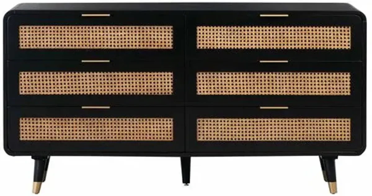 Elle Cane Dresser - Black/Brown - Handcrafted