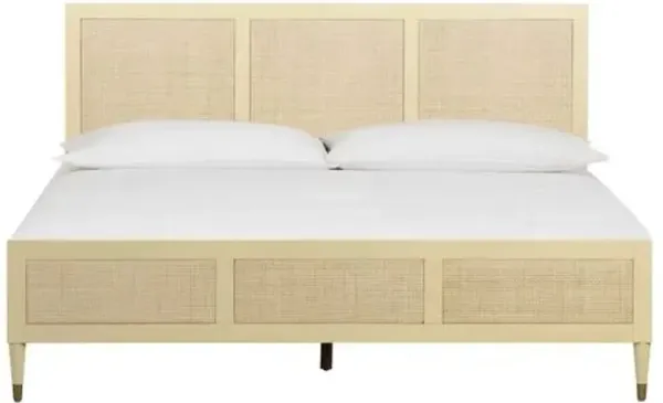 Wyatt Rattan Cane Bed - Cream - Handcrafted - Beige