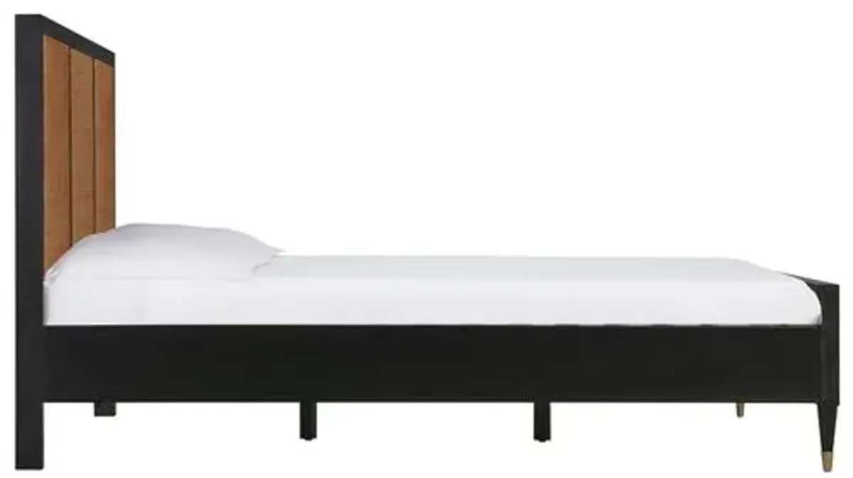 Wyatt Rattan Cane Bed - Black/Brown - Handcrafted
