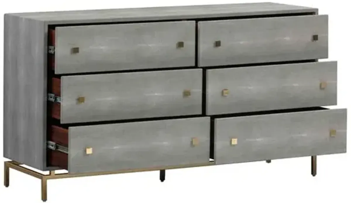 Sandy 6-Drawer Dresser - Gray Shagreen - Handcrafted