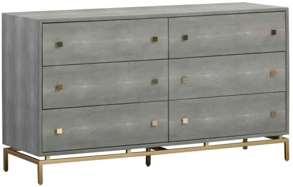 Sandy 6-Drawer Dresser, Gray Shagreen