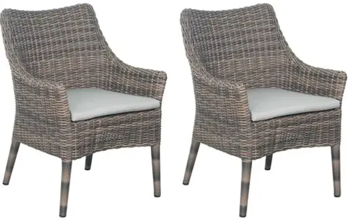 Set of 2 Prissy Outdoor Wicker Dining Chairs - Brown