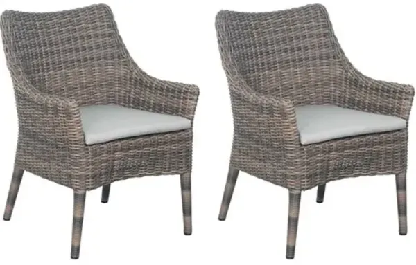 Set of 2 Prissy Outdoor Wicker Dining Chairs - Brown