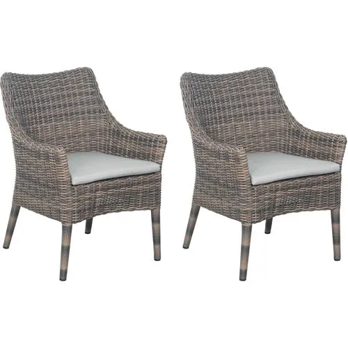 Set of 2 Prissy Outdoor Wicker Dining Chairs - Brown