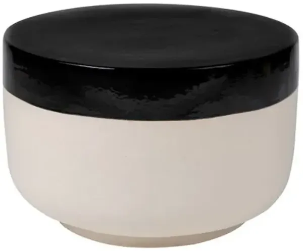 Nolan Outdoor Ceramic Grazed Side Table - Black/Taupe - Handcrafted