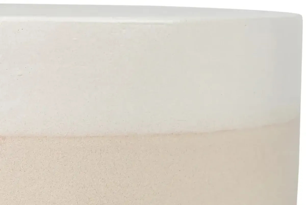 Nolan Outdoor Ceramic Side Table, White/Taupe