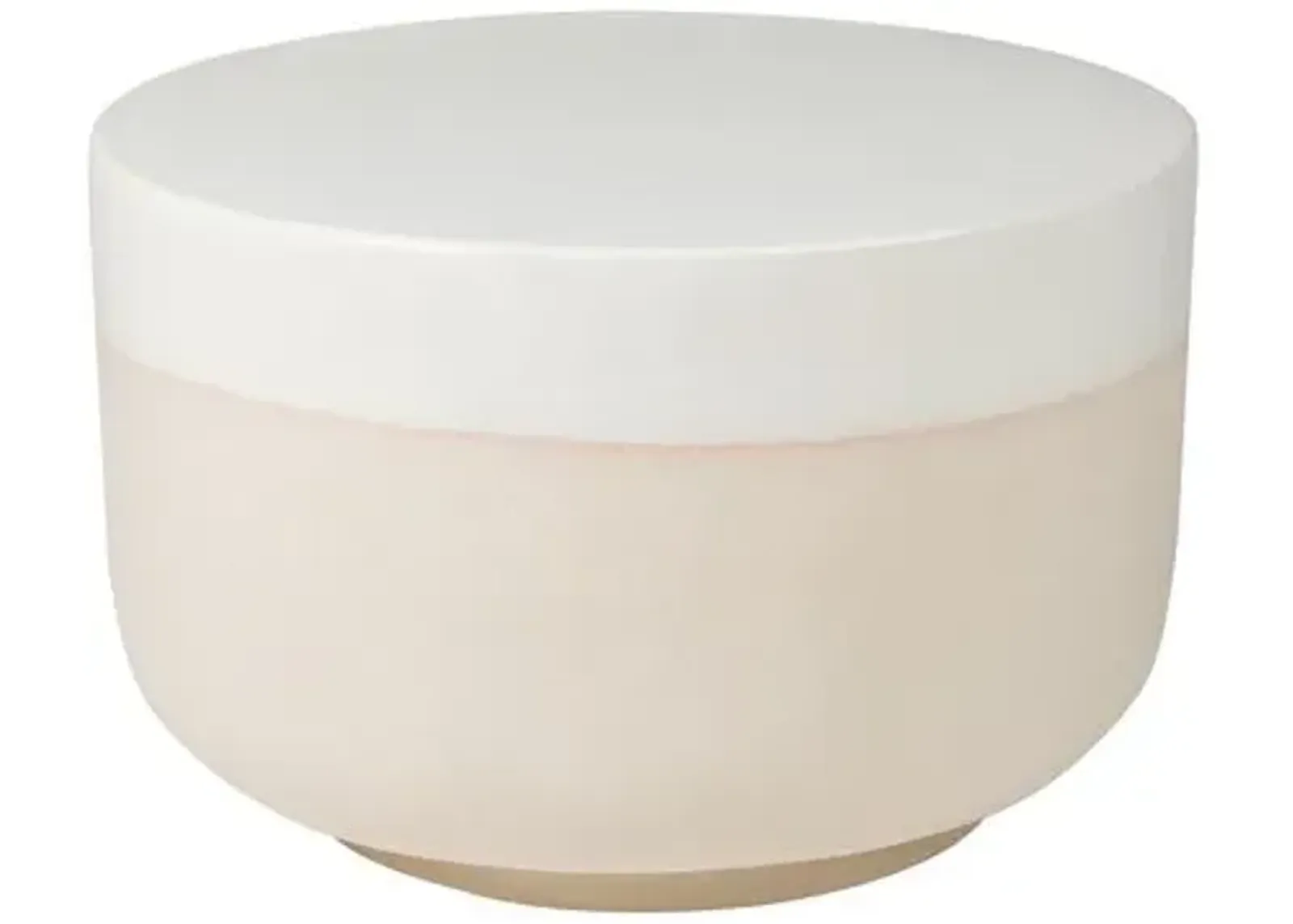 Nolan Outdoor Ceramic Side Table - White/Taupe - Handcrafted