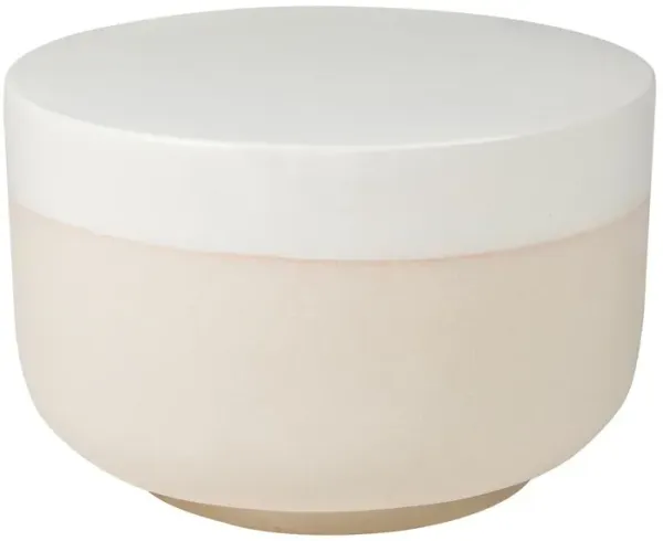 Nolan Outdoor Ceramic Side Table, White/Taupe