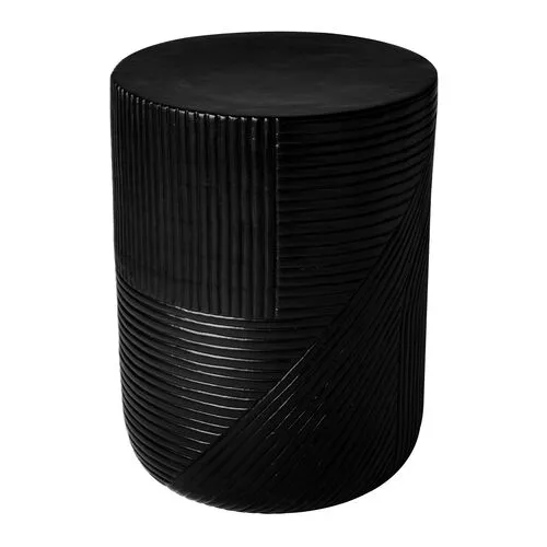 Nolan Outdoor Textured Ceramic Side Table - Black - Handcrafted