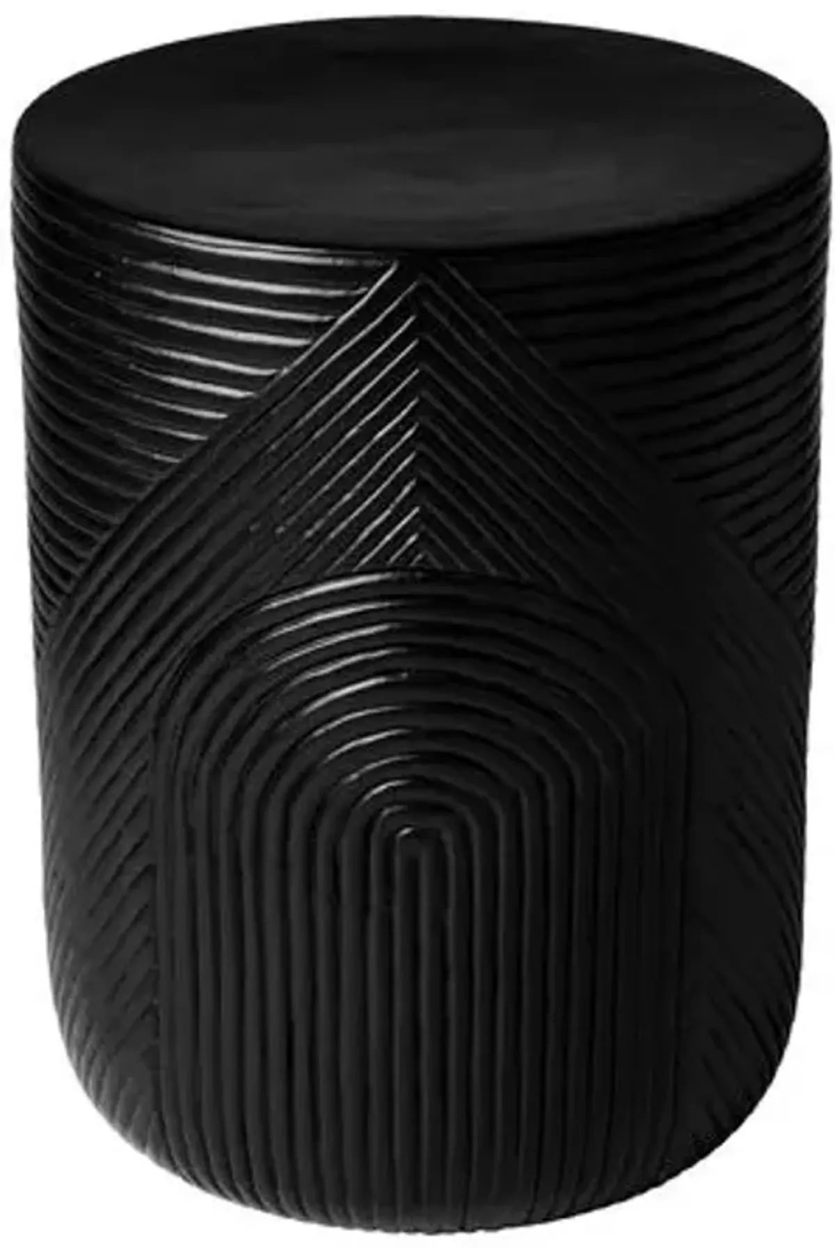 Nolan Outdoor Textured Ceramic Side Table - Black - Handcrafted