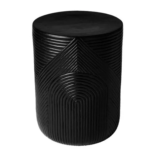Nolan Outdoor Textured Ceramic Side Table - Black - Handcrafted