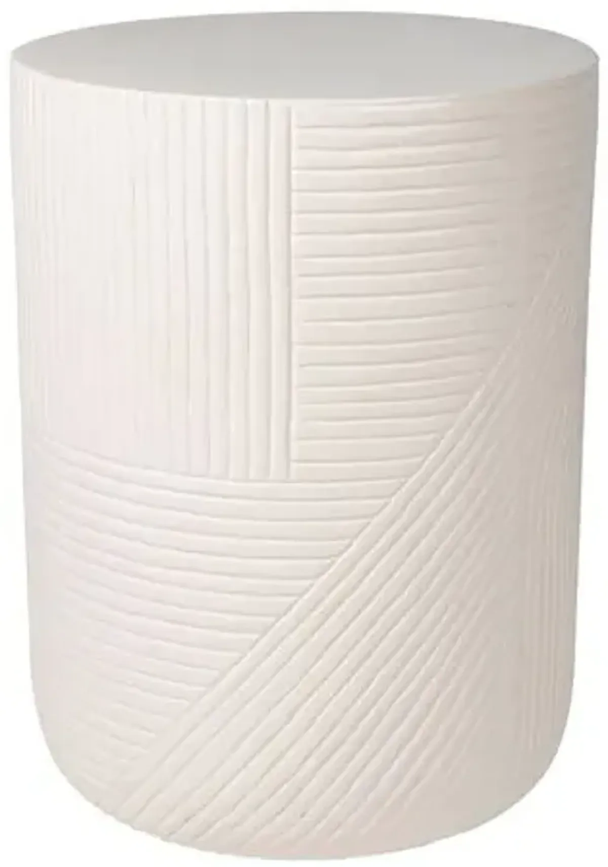 Nolan Outdoor Textured Ceramic Side Table - White - Handcrafted