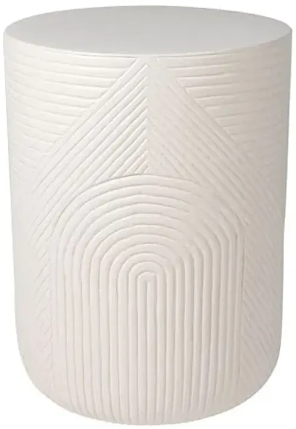 Nolan Outdoor Textured Ceramic Side Table - White - Handcrafted