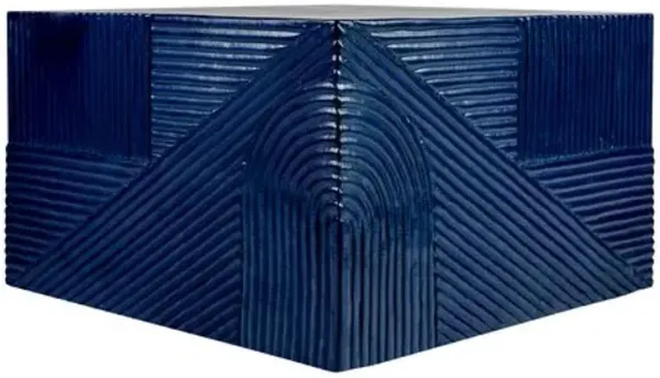 Nolan Outdoor Textured Square Table - Indigo - Handcrafted