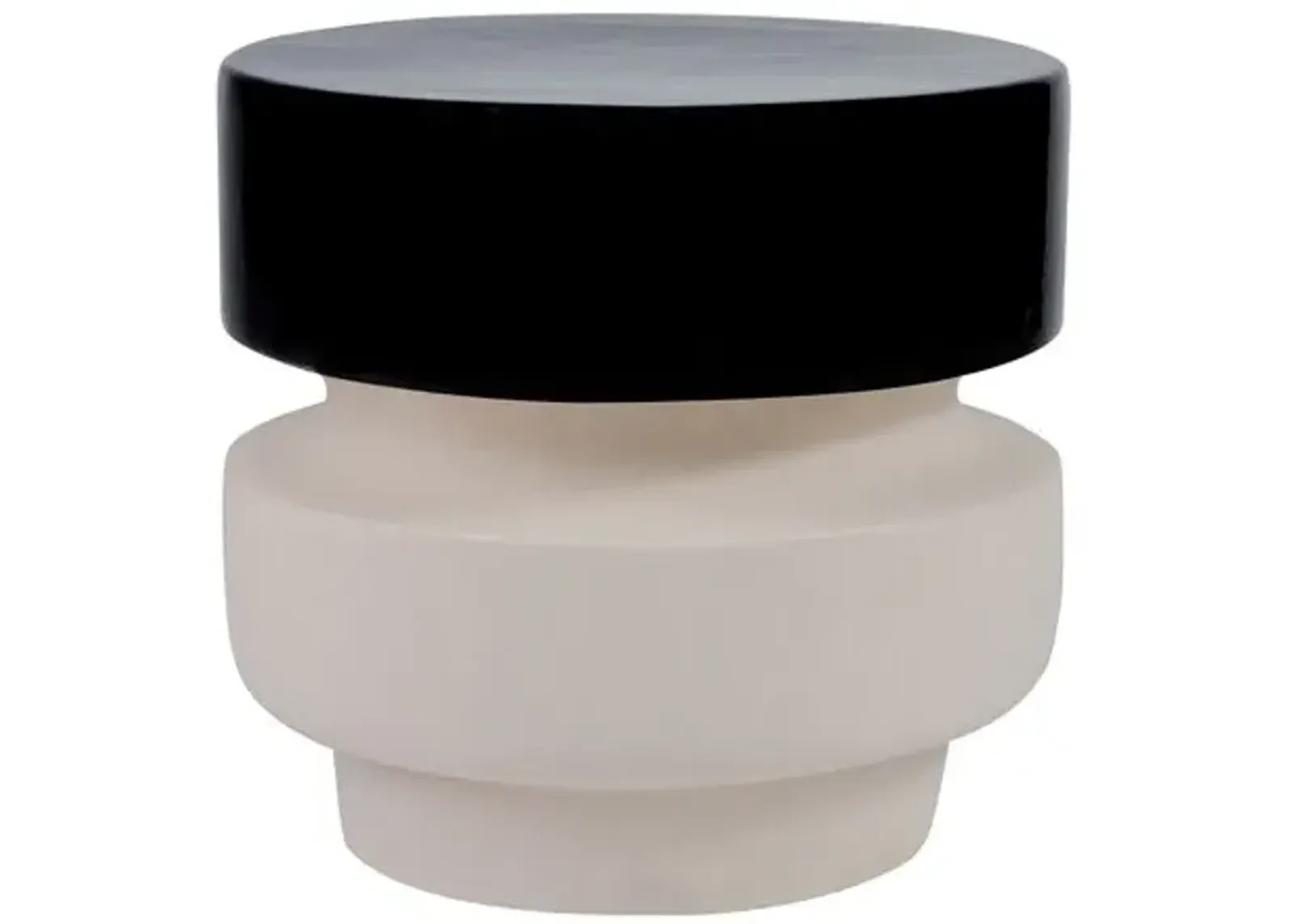 Nolan Outdoor Ceramic Accent Table - Black/White - Handcrafted - 16 x 16 x 15