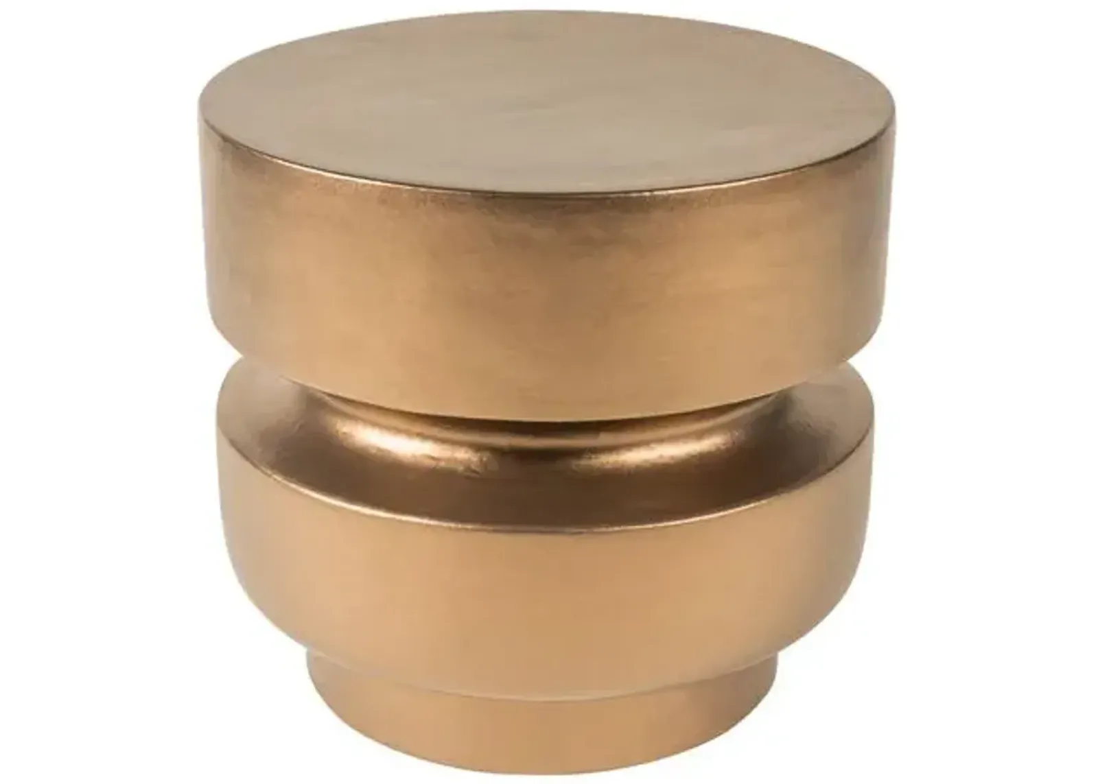 Nolan Outdoor Ceramic Accent Table - Gold - Handcrafted - 16Dia x 15H in