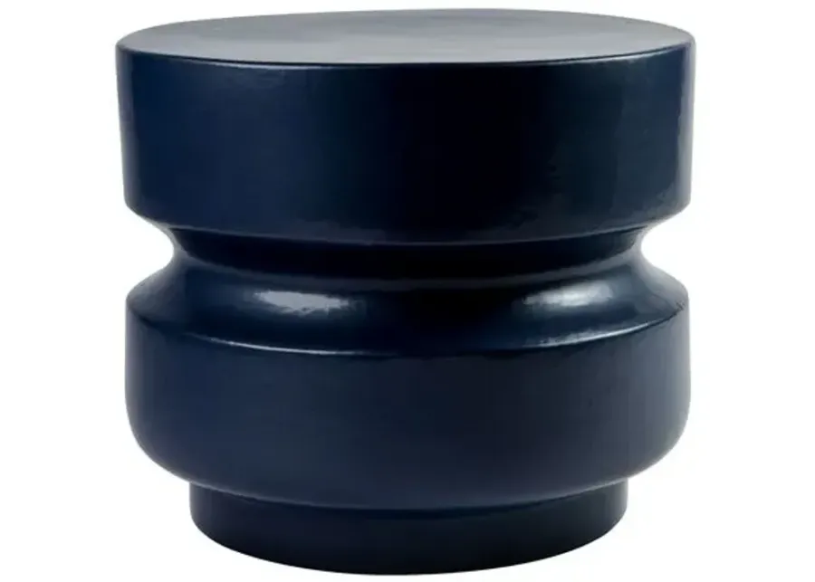 Nolan Outdoor Ceramic Accent Table - Indigo - Handcrafted - 18 x 18 x 15