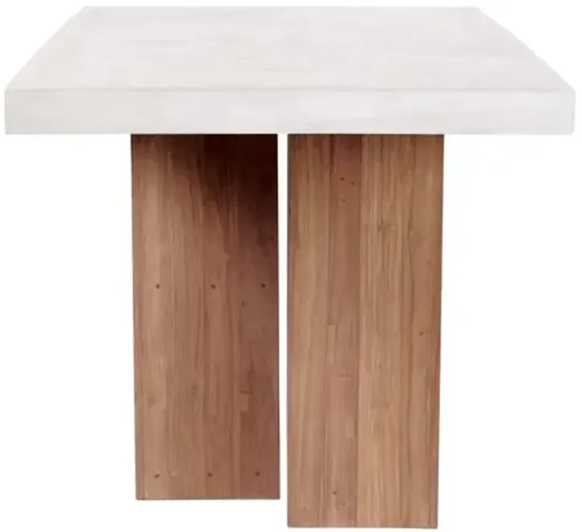 Clarice Teak Outdoor 120" Dining Table - White Concrete - Handcrafted