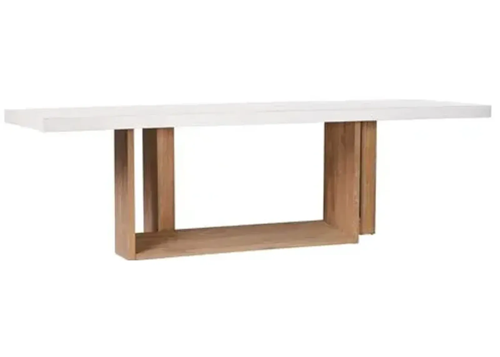 Clarice Teak Outdoor 120" Dining Table - White Concrete - Handcrafted