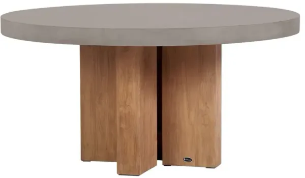 Ethel Teak Outdoor 60" Dining Table - Gray Concrete - Handcrafted