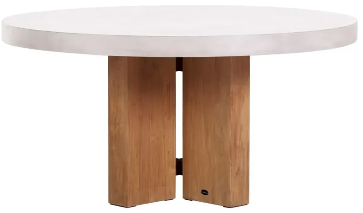 Ethel Teak Outdoor 60" Dining Table, White Concrete