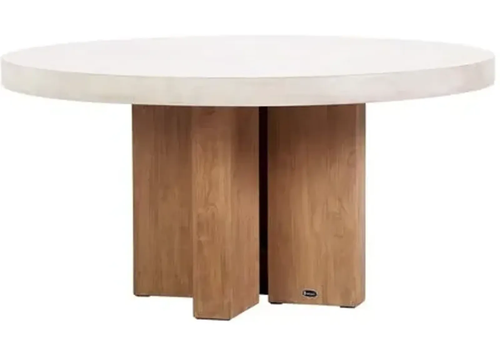 Ethel Teak Outdoor 60" Dining Table - White Concrete - Handcrafted