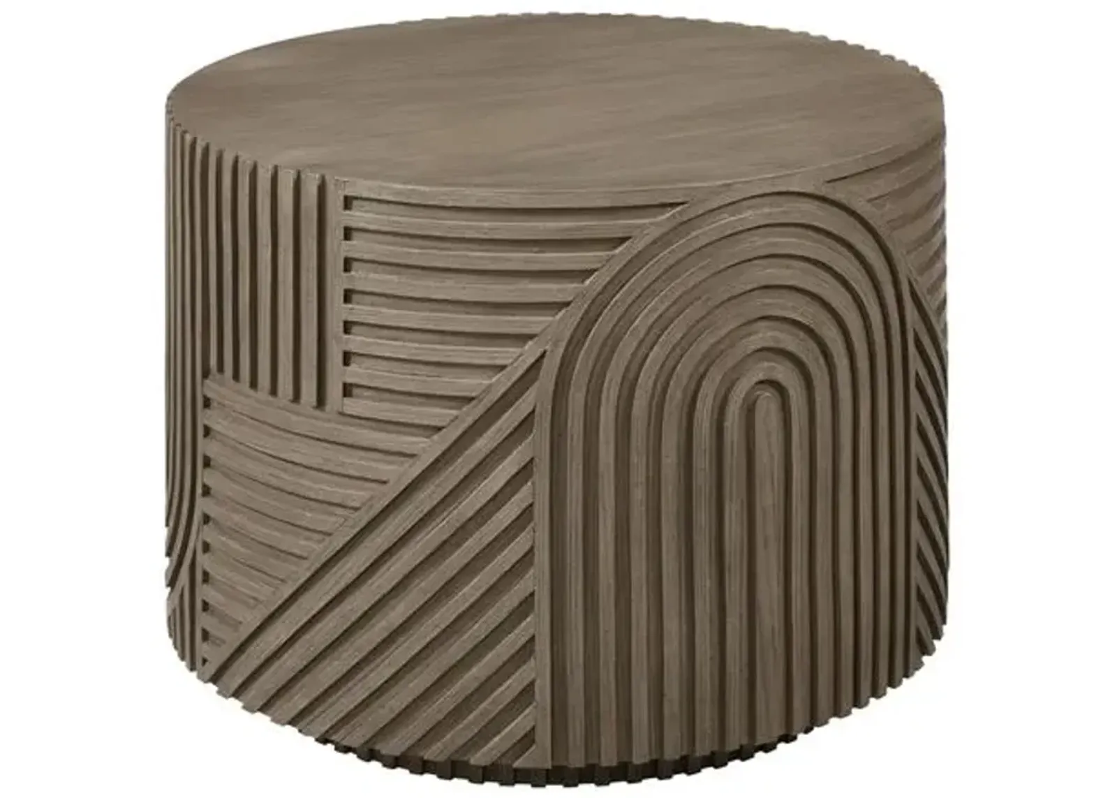 Maxine Outdoor Round Drum Side Table - Brown