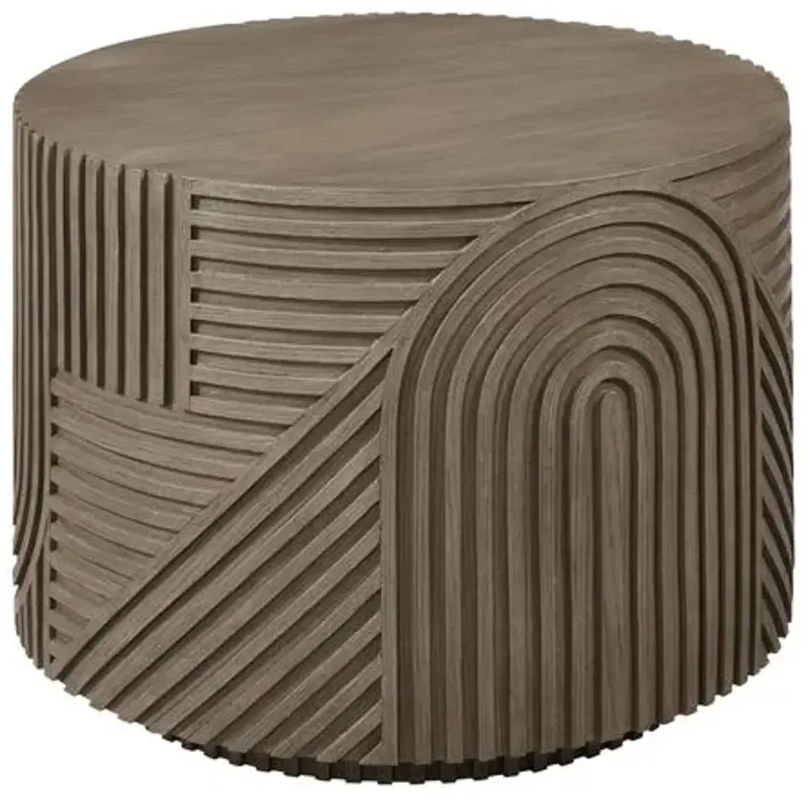 Maxine Outdoor Round Drum Side Table - Brown