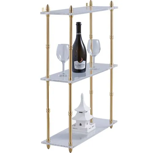 Carmel Lucite Wide Wall Shelf - Brass - Port 68