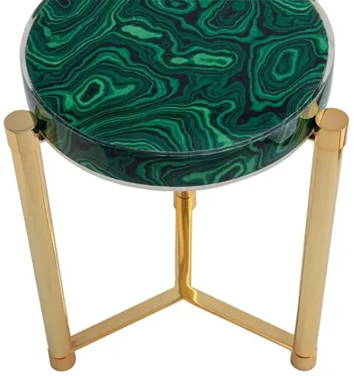 Malachite Accent Table Gold/Green - Port 68 - 19Dia x 24H in