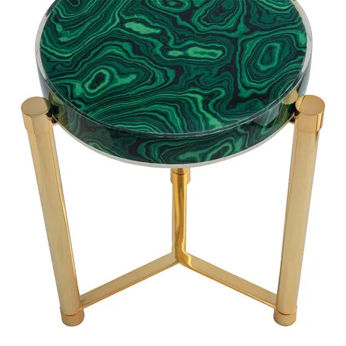 Malachite Accent Table Gold/Green - Port 68 - 19Dia x 24H in