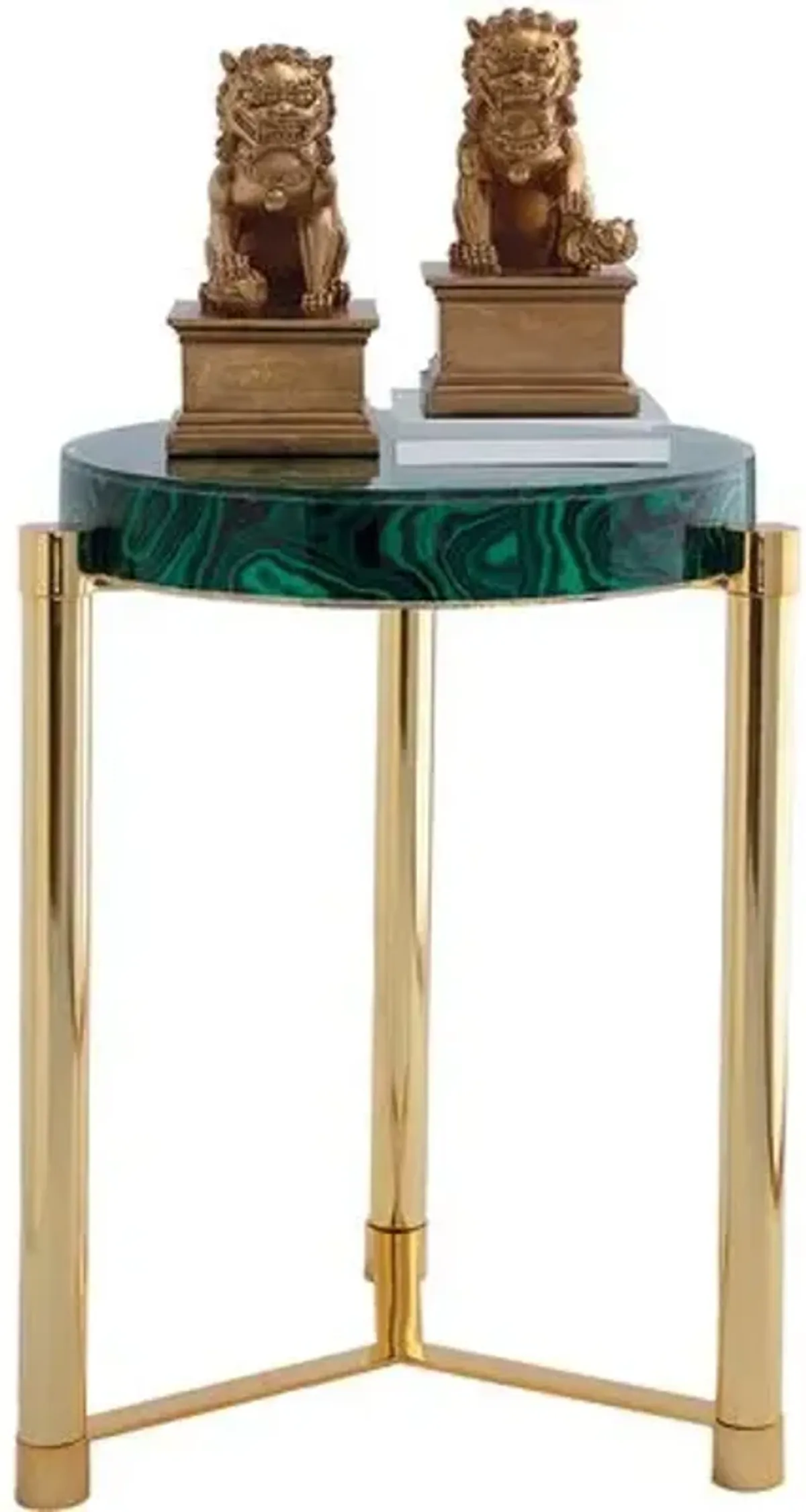 Malachite Accent Table Gold/Green - Port 68 - 19Dia x 24H in