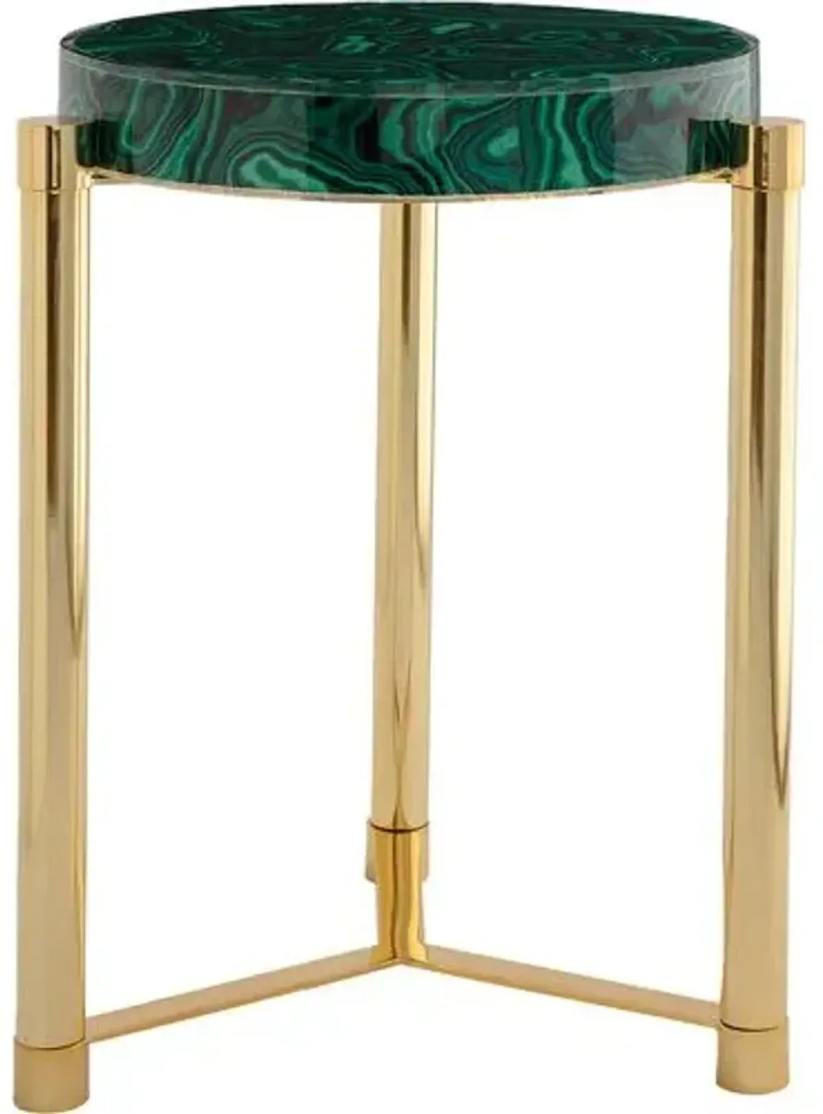 Malachite Accent Table Gold/Green - Port 68 - 19Dia x 24H in