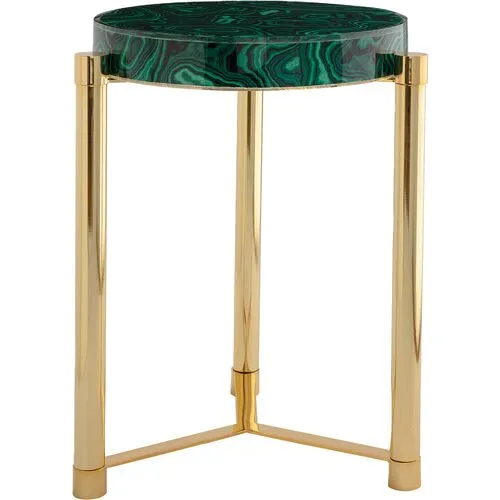 Malachite Accent Table Gold/Green - Port 68 - 19Dia x 24H in