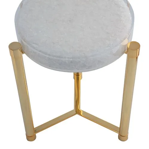 Stoneridge Accent Table - Gold/White - Port 68 - 19Dia x 24H in