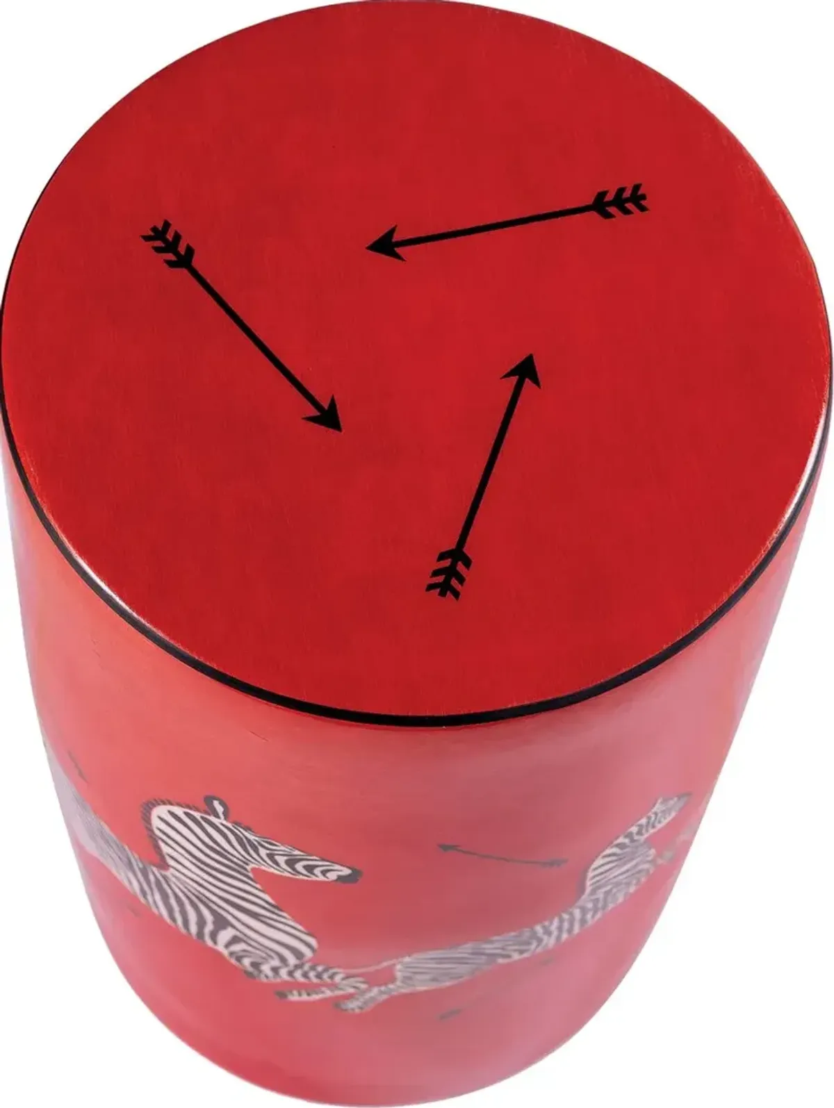 Zebra Scalamandre Garden Stool, Red