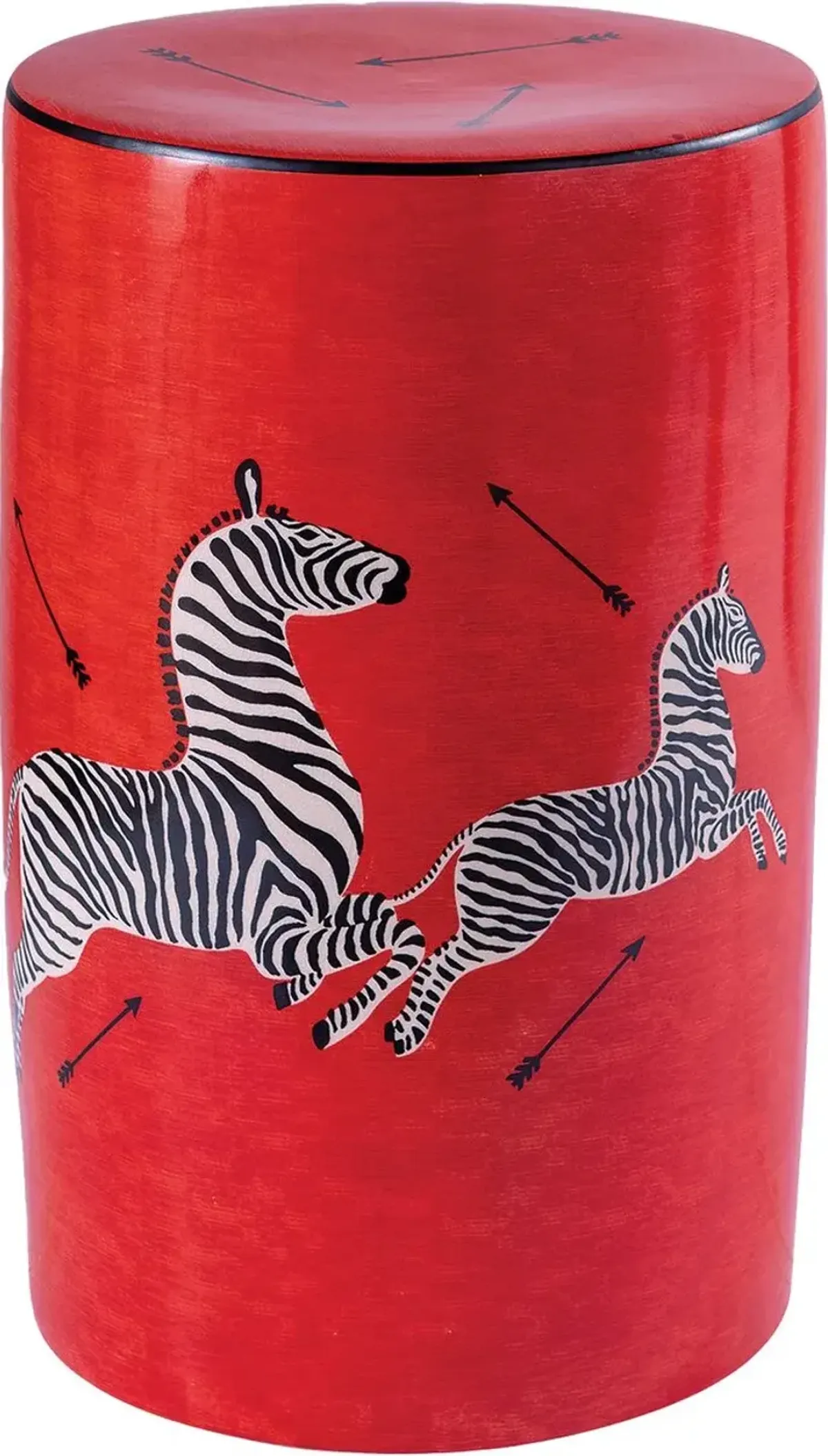Zebra Scalamandre Garden Stool, Red