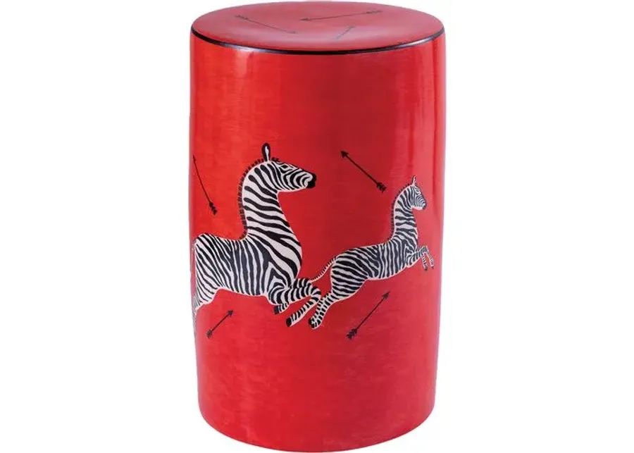 Zebra Scalamandre Garden Stool - Red - Port 68