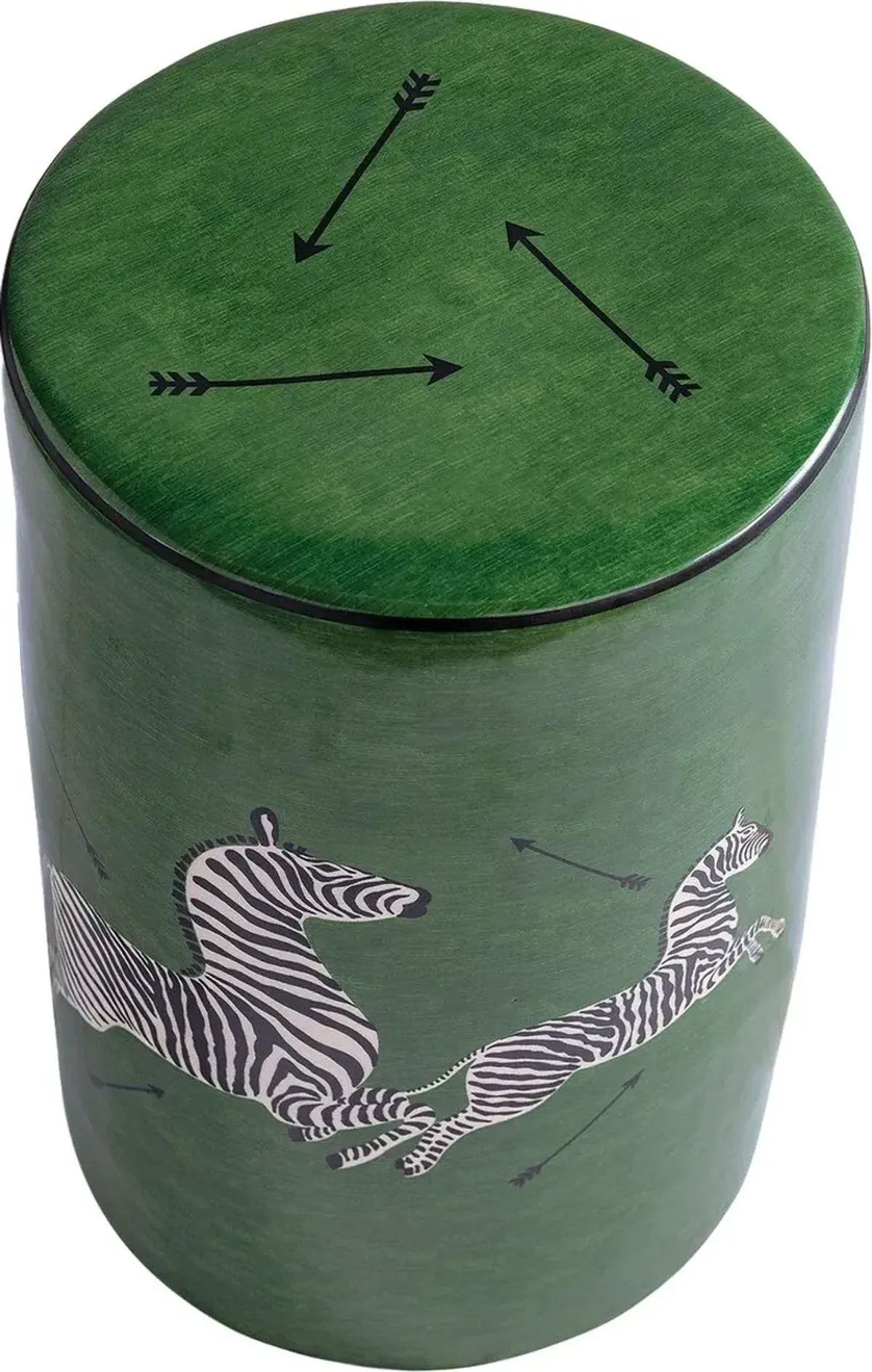 Zebra Scalamandre Garden Stool, Green