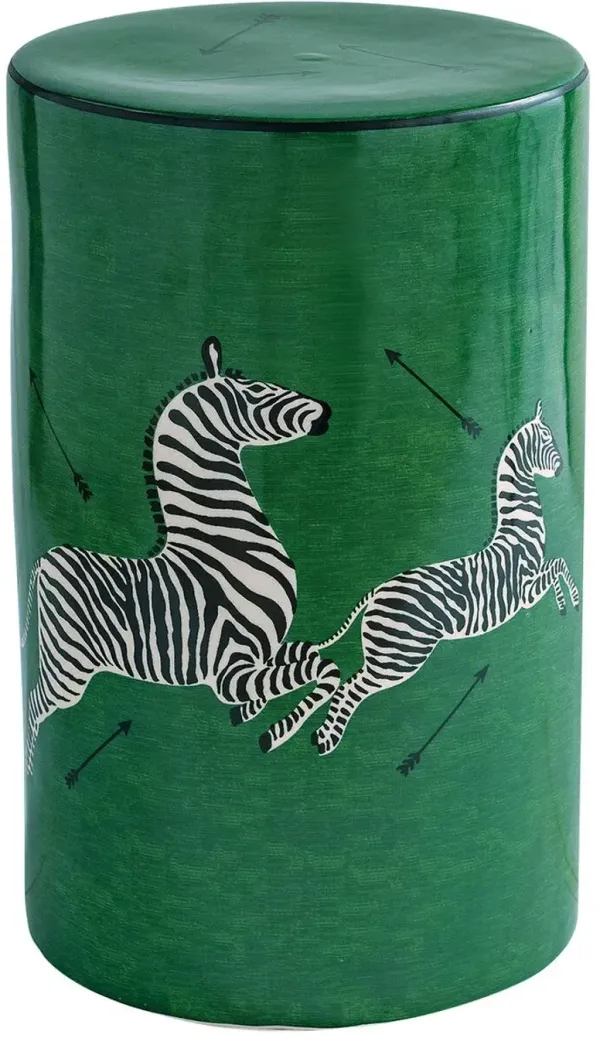 Zebra Scalamandre Garden Stool, Green